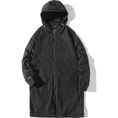Windbreaker Men Spring Autumn Thin Windbreaker Jacket Coat Hip Hop Men Long Hoodie Jacket Tracksuit Fashion Streetwear