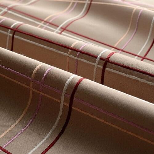 Korean High-precision Curtain lattice Line Jacquard Curtain Fabric Shading Cloth Light Luxury Curtains for Living Room Bedroom