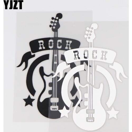 YJZT 10×14CM I Love Rock Vinyl Decal Car Sticker Individual Musical Instrument Guitar Black/Silver 4C-0472