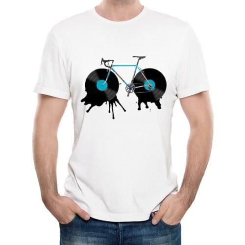 Funny Creative Bicycle T-Shirt Mens Personalized Custom Music Record Printed T Shirts Summer Fitness Novelty Tops Tee lc2909