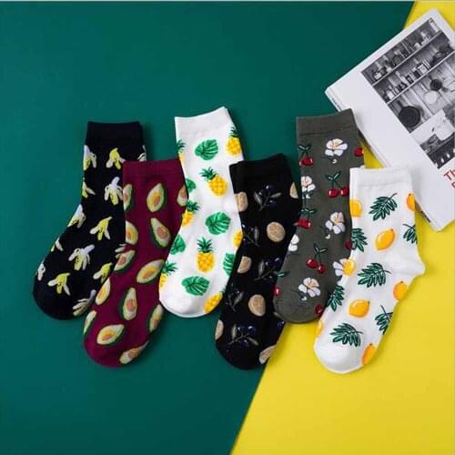 Alluring Fruit Pattern Socks Funny Cotton Socks for Women Men Breathable Comfortable Kawaii Funny Socks Spring Winter Autumn