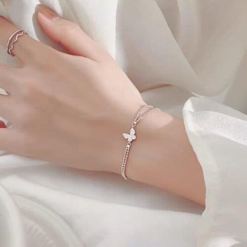 Double-Layer Lucky Round Chain Rose Gold Color Bracelet For Women Girls Simple Trendy Fashion Jewelry Gift