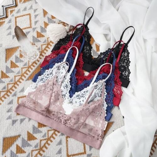 Sexy Women Bra Lace Wireless Lingerie Ultra Thin Ladies Floral Unlined Underwear Sexy Bralette Soft Top Womens Intimates 2021