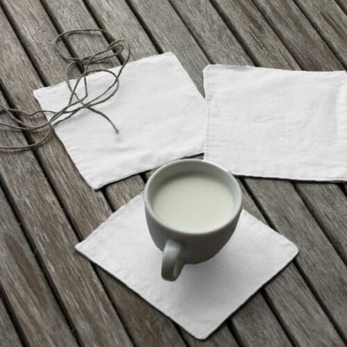 10PCS Natural Linen White Non-slip Cloth Plate Teacup Mat Heat Bowl Pads Mat For Party Wedding Table Cloth Linen Napkins Cotton