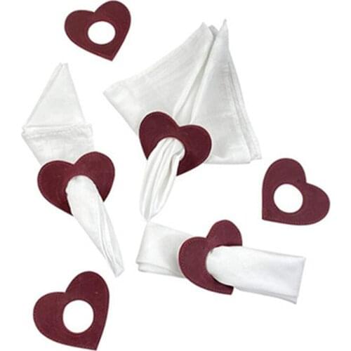 12 / PCS NEW KOREAN PU leather Napkin Ring Heart hotel tableware European family western restaurant napkin buckle