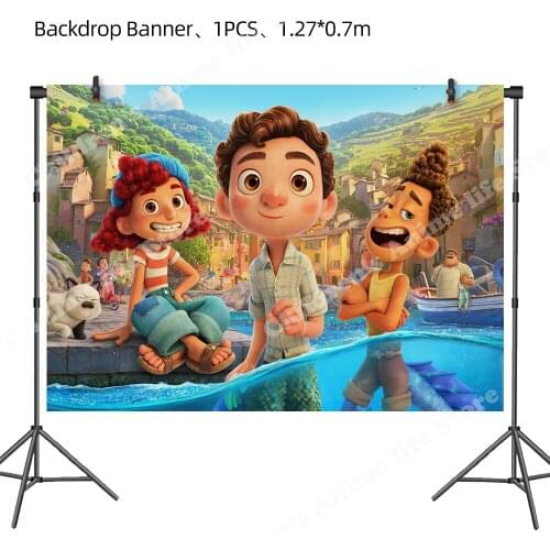 127*70cm Disney Luca Party Birthday Background Cloth House Decorations Luca Theme Layout Anime Figures Toys for Children Gifts