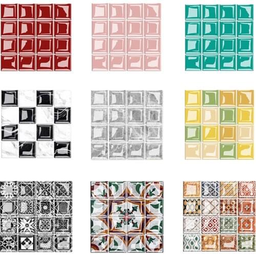 15x15cm 3D Crystal Tile Sticker Creative Waterproof Self-adhesive Wall Sticker Shiny Square Tiles Room Home Decor Accessories
