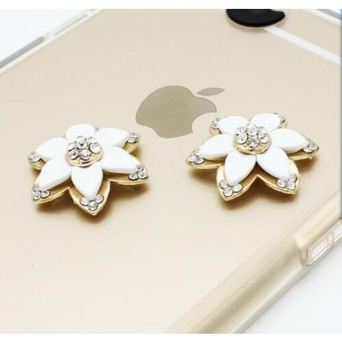 20pcs/lot Min.$15 (Mixed Order) Rhinestons white hexapeta flower Cell Phone DIY Alloy Decoration charms