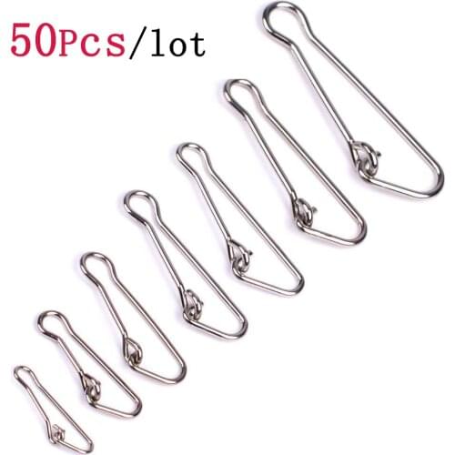 50pcs/lot 0#-6# Hooked Snap Stainless Steel 304 Connector Fishing Barrel Swivel Safety Swivel Snap Fishing Swivels Accessories