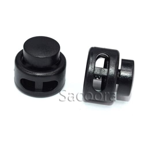 50pcs Cord Lock Round Ball Toggle Stopper Plastic Size:17mm*18.5mm Toggle Clip Black