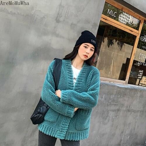 AreMoMuWha New 2019 autumn and winter granule sheep shearing short composite fur one wool coat jacket female women jackets MH471