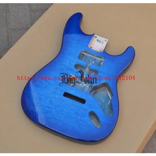Free shipping new single wave electric guitar blue mahogany body with sticking tigger stripes F-2171