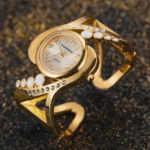 Womens Watches Luxury Fashion Brand Bangle Gold Watch Steel Rhinestone Quartz Wrist Watches for Women Montre Femme