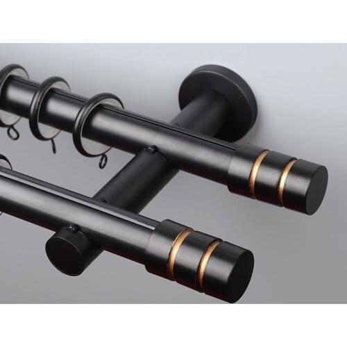 Black white aluminum alloy perforated curtain rod Roman rod bracket Nordic curtain track accessories single pole double rod