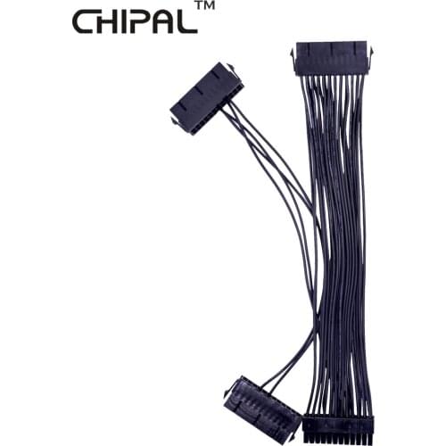 CHIPAL 100pcs 30CM ATX 24Pin 3 Port Power Supply Cord Sync Starter Extender Cable PSU Adapter Converter