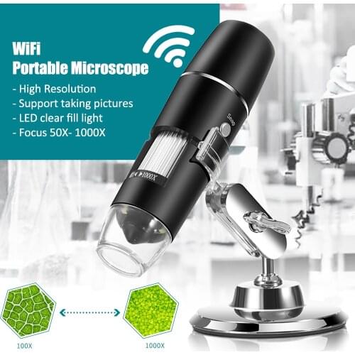 1000x WiFi Digital Electronic Microscope Wirelessly Portable Digital Microscope For Soldering 8 LED Stand for PCB Board Repaire