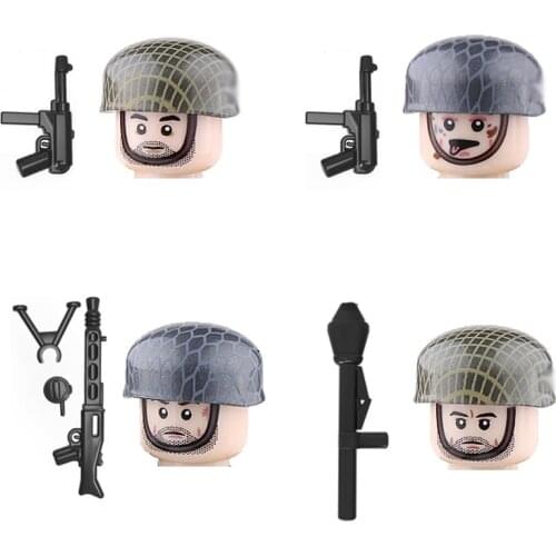 WW2 Army Autumn Soldiers Figures Building Blocks Military Infantry Commander Camouflage Helmet Weapons Guns Parts Bricks Toys