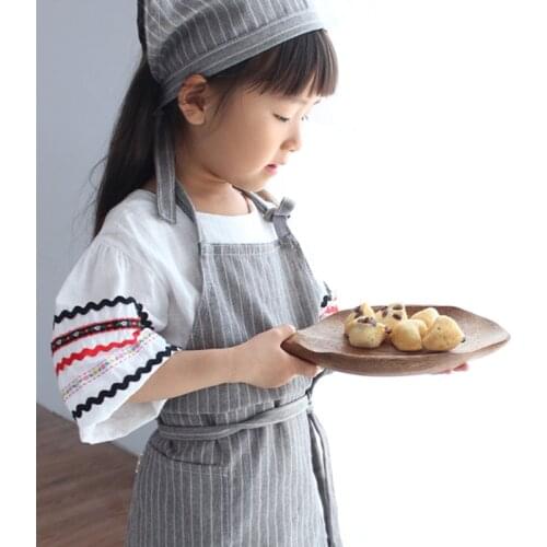 4 Colors Kid Adult Long Cotton Linen Bib Apron Home BBQ Baking Cooking Painting Crafting Gardening Drawing Family Work wear D5
