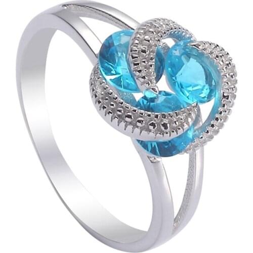 Eulonvan Luxury Charms Wedding 925 sterling silver rings for girls dropshipping Light blue Cubic Zirconia S-3739 size 6 7 8 9 10