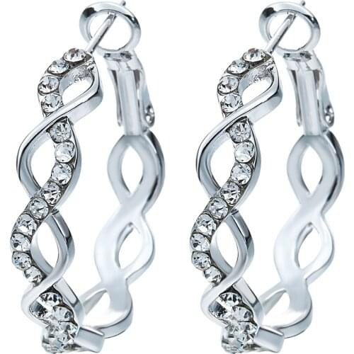 Hainon Fashion Jewelry for Women Pave AAA Zircon Silver Color Trendy Big Round Hoop Earrings Summer Party Gift Distribution