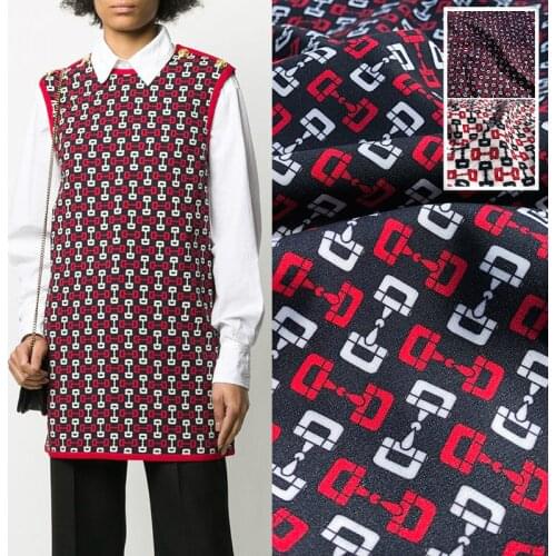 Italian GU Brand Printed Polyester Fabric Brand Thick Fashion Clothing Shirt Cloth for Dress Fabrics by the Meter Wholesale