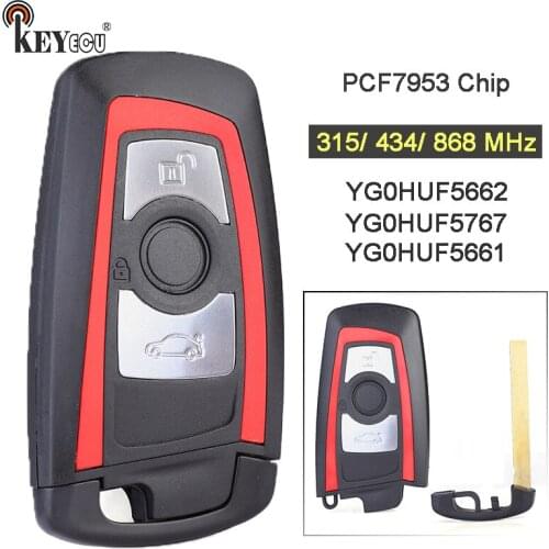 KEYECU 315/434/868MHz PCF7953 / PCF7945 Chip CAS4+/FEM Replacement 3 Btn Remote Key Fob for BMW 1 2 3 4 5 6 7 Series X3 M2 Red