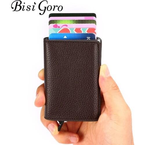 BISI GORO RFID Card Wallet New Aluminum 2020 Anti-theft Card Holder Pop-Up Information Protector Security Clutch Slim Wallet
