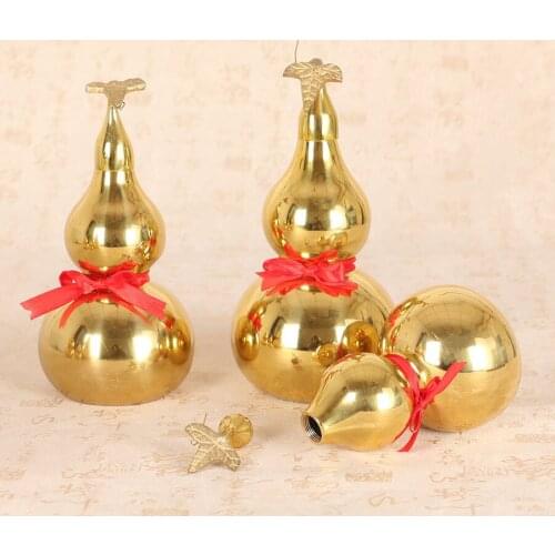 Home Good Luck Brass Feng Shui Gourd Furnishing Geomancy Decoration Charm of Prosperity Harmony Household Decor Crafts Gift
