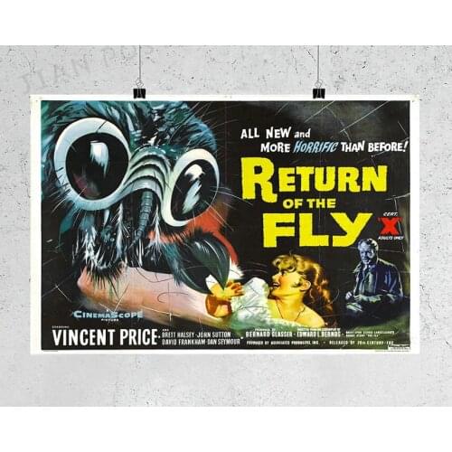 NJ518 Return of the Fly Movie (1959) Cult Horror Wall Sticker Silk Poster Art Home Decoration