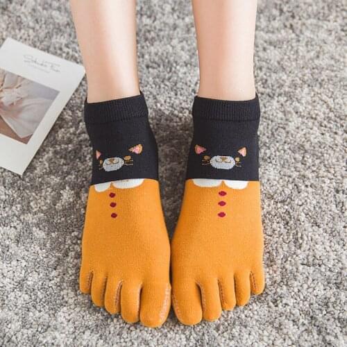 1 PC Fashion Women Socks Funny Cartoon Toe Socks Five Finger Socks Lady Sock TJ3090