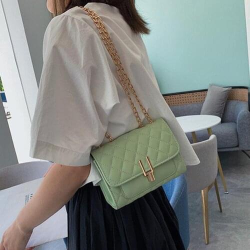 2021 New Popular Elegant Chain Bag All-match Delicate Faux Leather Women Single-shoulder Diagonal Messenger Bag for Daily Use