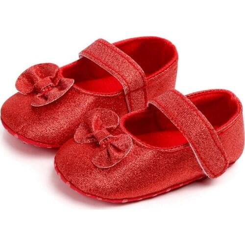 Baby Girls Shoes Princess Bow Non-slip PU Crib Shoes Baby Girls First Walkers Newborn Girl Shoes For Party