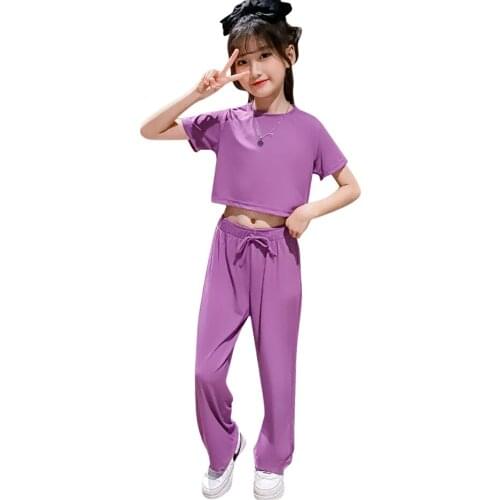 Clothes For Girls Solid Tshirt + Pants Tracksuits For Girls Casual Style Girl Set Summer Childrens Clothes Girl