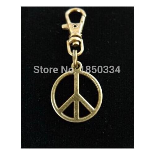 Wholesale 20pcs Fashion Vintage Bronze Alloy Peace mark Charm Keychain Gifts Fit Key Chains Accessories Jewelry D62