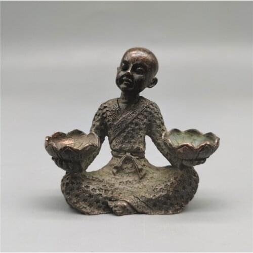 Antique solid copper hand holding lotus buddha candle holder ornaments home decoration metal crafts