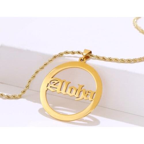 KOMI Can Not Custom Name Hawaii Polynesian Stainless Steel Charm Word Pendant Copper Chain Necklace Woman Man Jewelry Gift