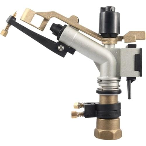 G1" Female Thread Aluminum Alloy Farm Grass Irrigation Sprinkler 0-360 Degree Rotation Garden Sprayer with 3 Nozzles