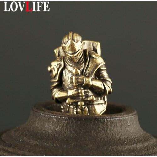 Retro Brass Medieval Warrior Knife Beads DIY Keychains Lanyard Pendants Jewelry Copper Solider Paracord EDC Outdoor Accessories