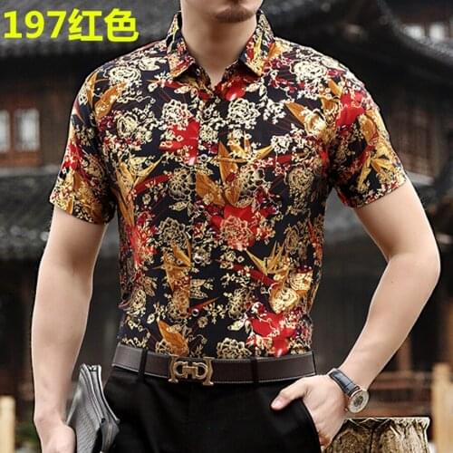 Chinese style personality printing fashion popular short sleeve shirt Summer New arrival top quality silk cotton shirt men M-3XL