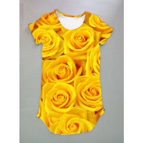 Custom made - Create your own designs yellow roses 3D sublimation print milk silk short sleeves Dress