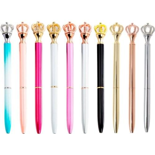 Exquisite Shining Crown Ballpoint Pen Crystal Diamond Writing Tool Office Supplies Student Stationery 32CB