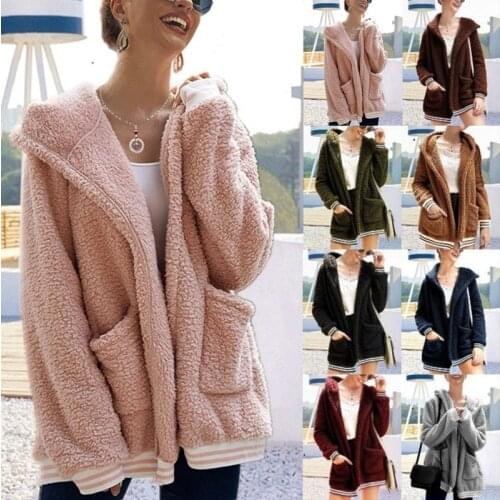 Loose Wool Y2k Coat With Hat Striped Long Jacket Winter Thick Warm Blend Cardigan Abrigos Mujer Invierno Fluffy Hoodies Sweater