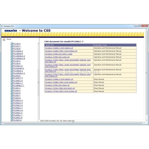 Komatsu CSS Construction Excavators Medium Size Shop Manuals