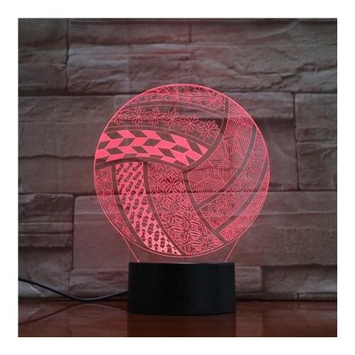 3D LED Night Light Volleyball with 7 Colors Light for Home Decoration Remote Control Lamp Amazing Visualization Optical Illusion