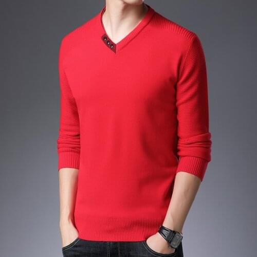 New Autumn Male Buttons Sweater Pullover Mens Fashion Design Slim Sweater Long Sleeve V-Neck Jumpers