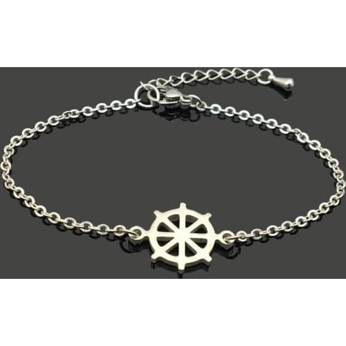 High Quality Boat Rudder Charm Stainless Steel Chain Bracelet Stainless Steel Rudder Pendant Chain Bracelet