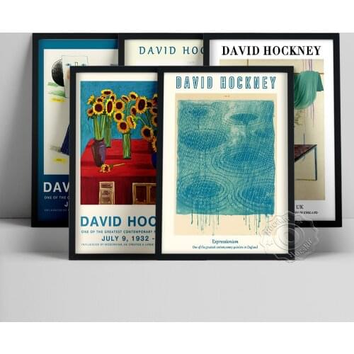 David Hockney Exhibition Poster, Sunflowers Oil Painting, Hockney The Weather Series Wall Picture, Abstract Pop Art Wall Decor