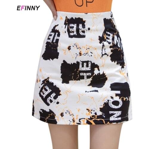 Korean Fashion Women Skirts Letter Print Skirts A-line High Waisted Skirts Plus Size Women Clothing M-3XL