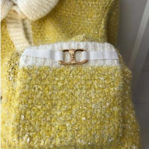 Women Sweater Cardigan Knitted Spring Autumn Long Sleeve Turndown Collar Shiny Elegant High Street Chic Stunning Fashion Top M