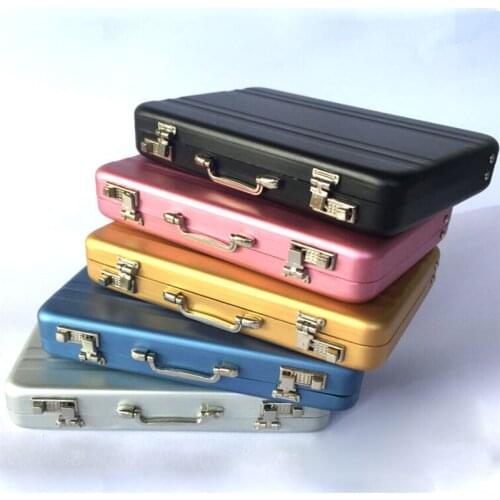 1PC New Aluminum Storage Box Business ID Credit Card Holder Mini Suitcase Bank Card Box Holder Jewelry Case Organizer Rectangle